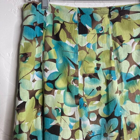 Vintage First Option Green Blue Floral Print Skirt Size 10 A-line - Picture 4 of 6